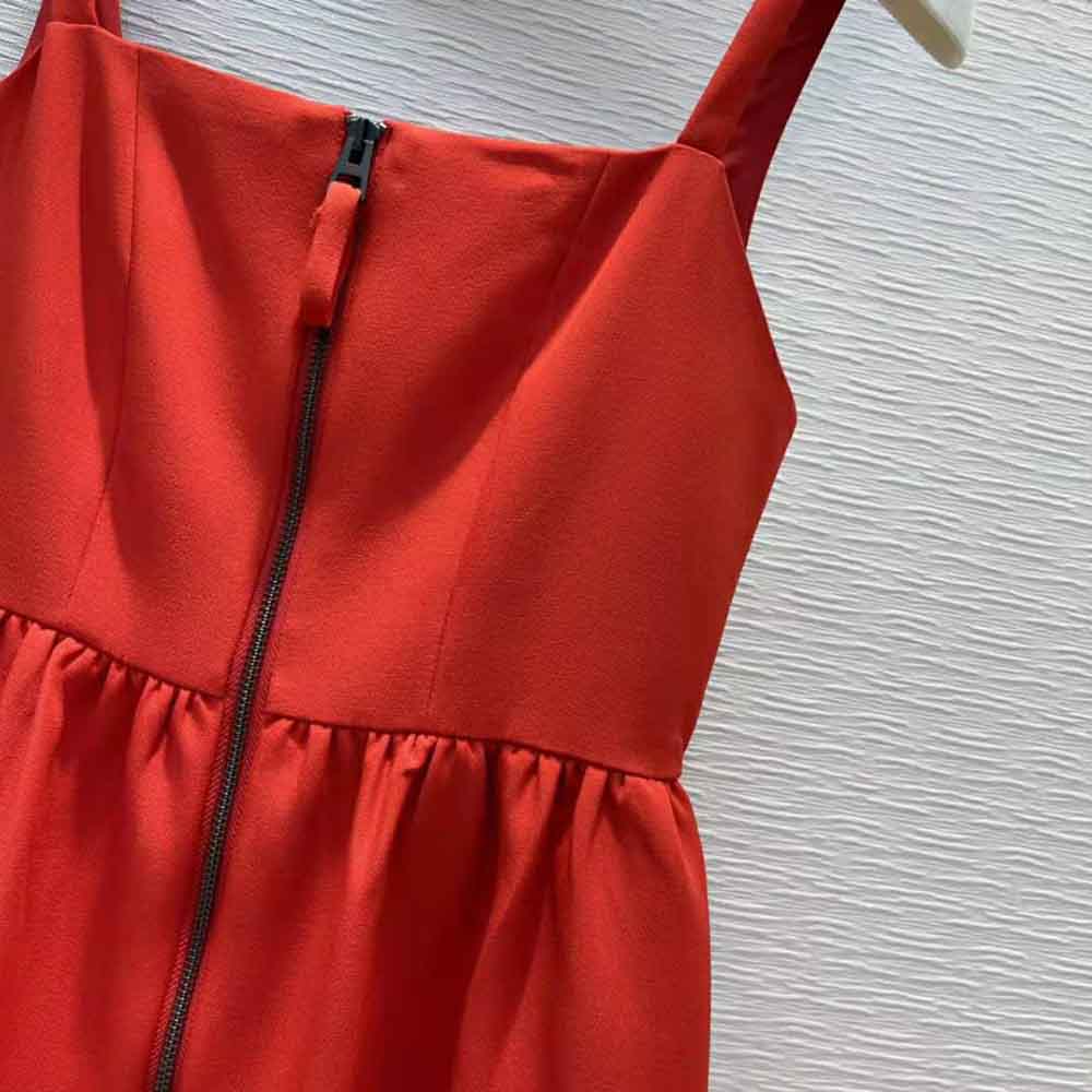 Dior Women Short Zipped Dress Red Double-Sided Wool - image 8