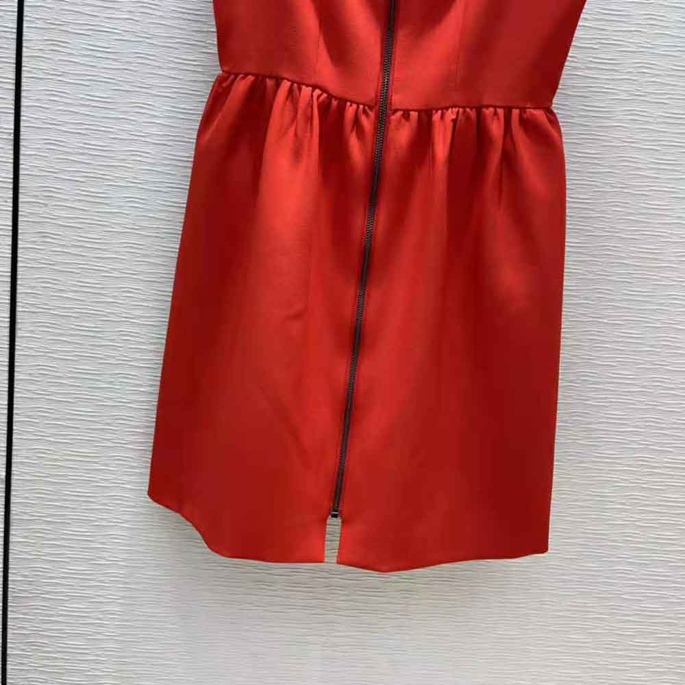 Dior Women Short Zipped Dress Red Double-Sided Wool - image 9