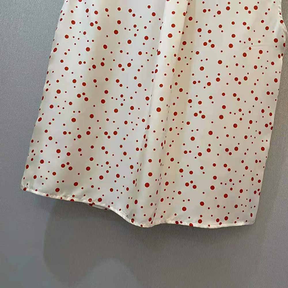 Dior Women Sleeveless Blouse Ecru Habotai Silk with Raspberry Pop Dots - image 7