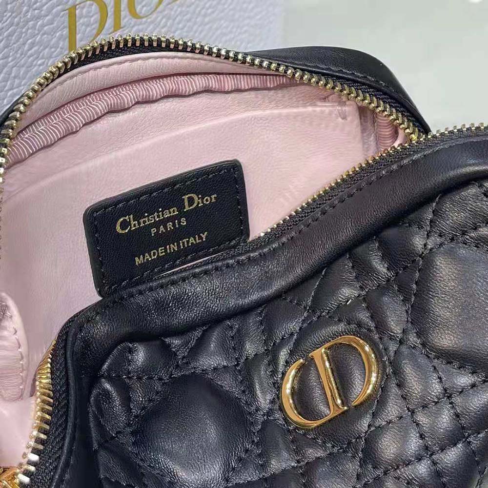 Dior Women Small Dior Caro Zipped Pouch Black Cannage Lambskin - image 7