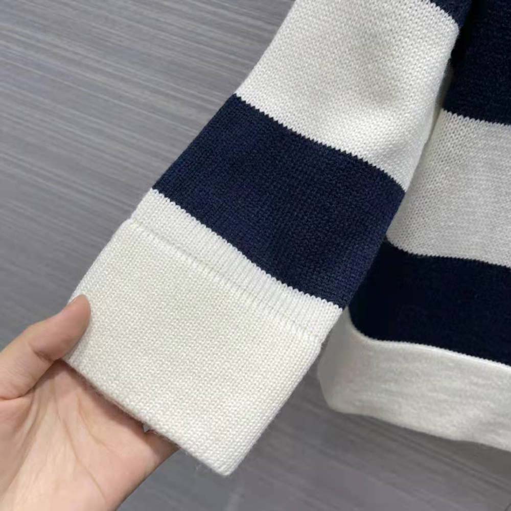 Dior Women Sweater Navy Blue and Ecru Dior Marinière Wool and Cashmere Knit - image 9