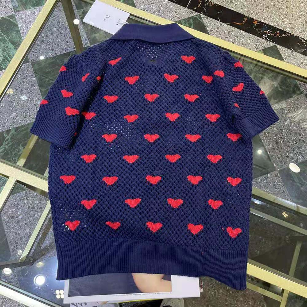 Side angle showing ribbed cuff detail on Dior Women Sweater Navy Blue