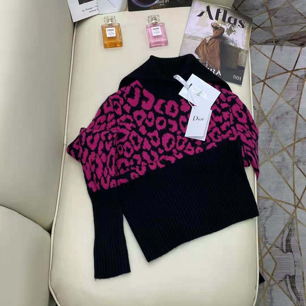 Dior Women Sweater Raspberry and Black Pop Mizza Cashmere - image 5