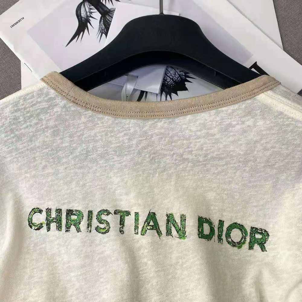 Dior Women T-Shirt Ecru Princess and Dragon Cotton Jersey and Linen - image 5