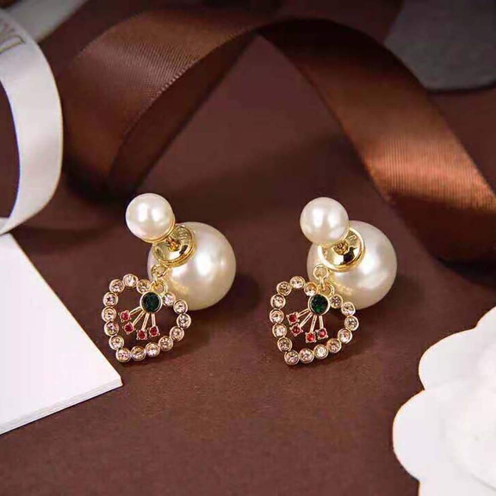Dior Women Tribales Earrings detailing gold finish and Dior logo