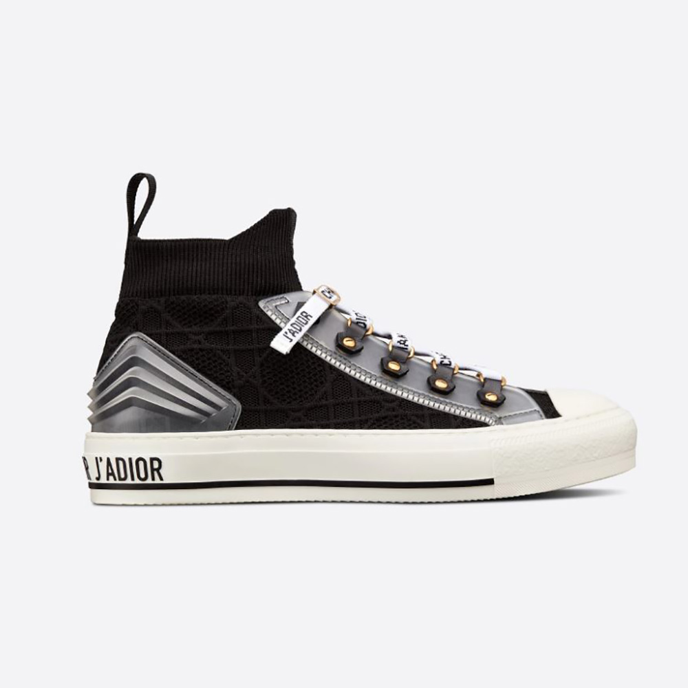 Side view of Dior Women Walk’n’dior Sneaker Black Cannage Technical Mesh