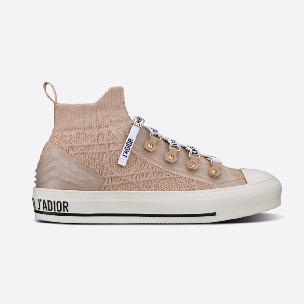 Side view of Dior Women Walk’n’dior Sneaker Pink Cannage Technical Mesh