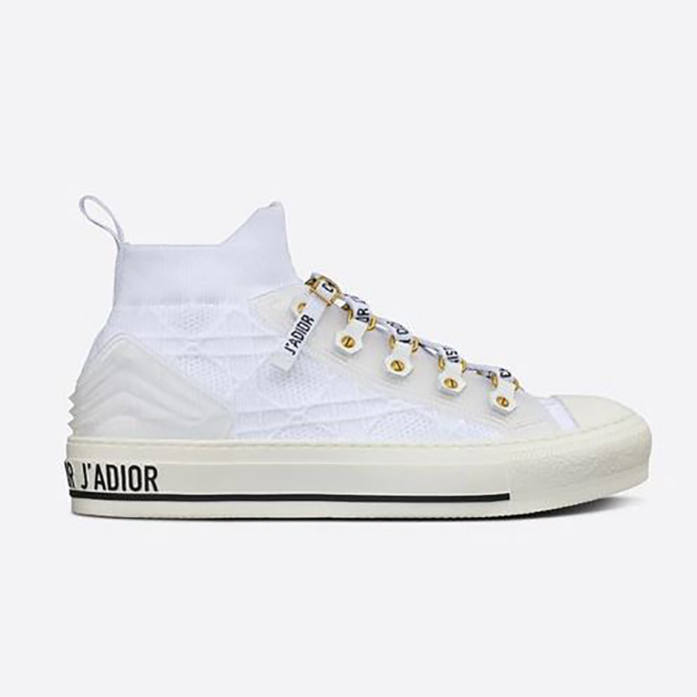 Side profile of Dior Women Walk’n’dior Sneaker White Cannage Technical Mesh