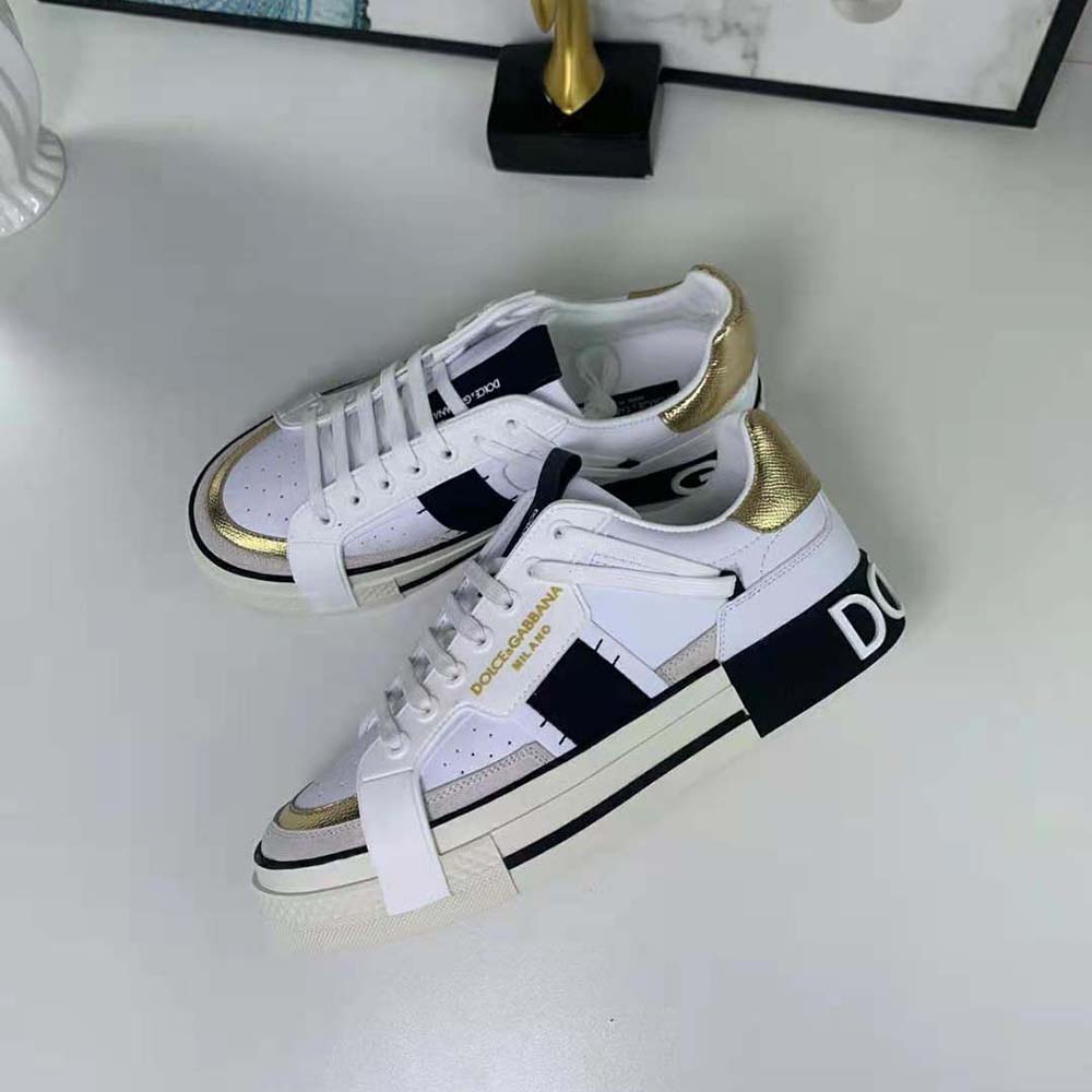 Dolce Gabbana D&G Women Calfskin 2.Zero Custom Sneakers with Contrasting Details-Black - image 4