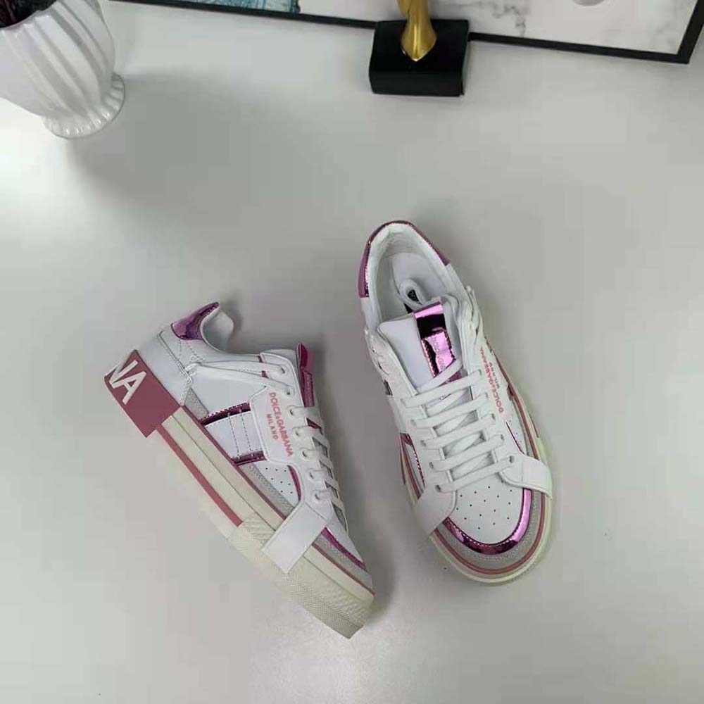 Dolce Gabbana D&G Women Calfskin 2.Zero Custom Sneakers with Contrasting Details-Pink - image 5