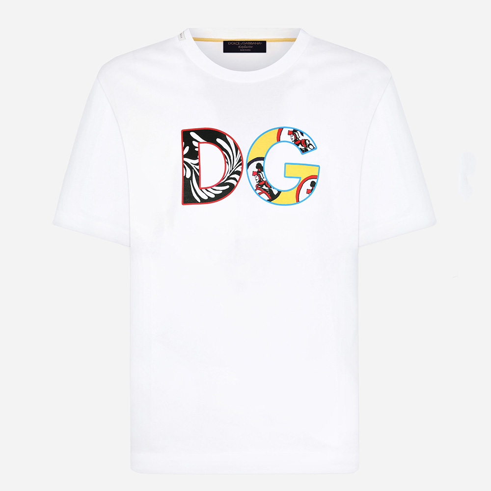 Front view of Dolce Gabbana D&G Women Cotton T-Shirt with DG Patch