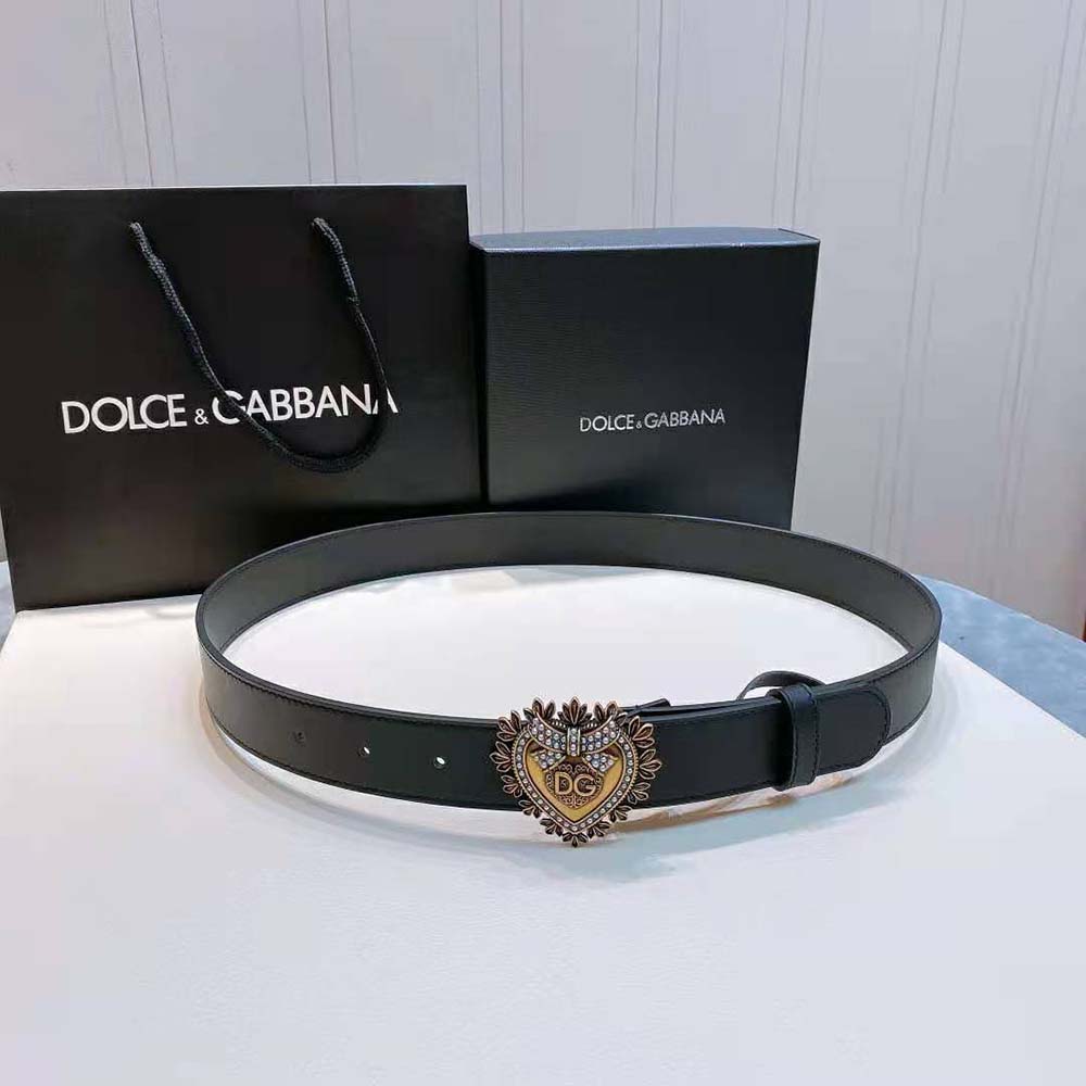 Side angle showing slim silhouette of Dolce Gabbana D&G devotion belt