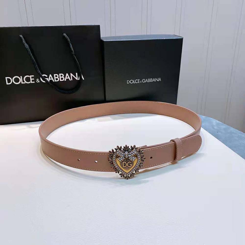 Side profile showing slim silhouette of Dolce Gabbana D&G Women Devotion Belt