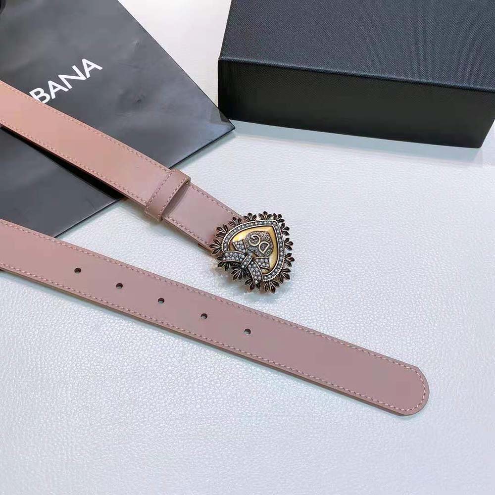 Dolce Gabbana D&G Women Devotion Belt in Lux Leather-Pink - image 4