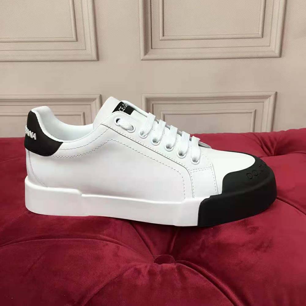 Dolce Gabbana D&G Women Portofino Sneakers in Nappa Leather and Rubber Toe-Cap-Black - image 9