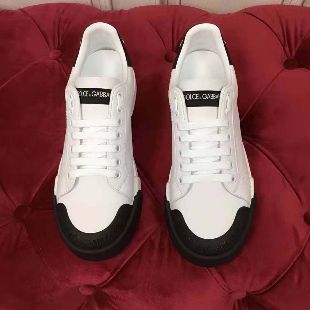 Close-up of rubber toe-cap detail on Dolce Gabbana D&G Women Portofino Sneakers