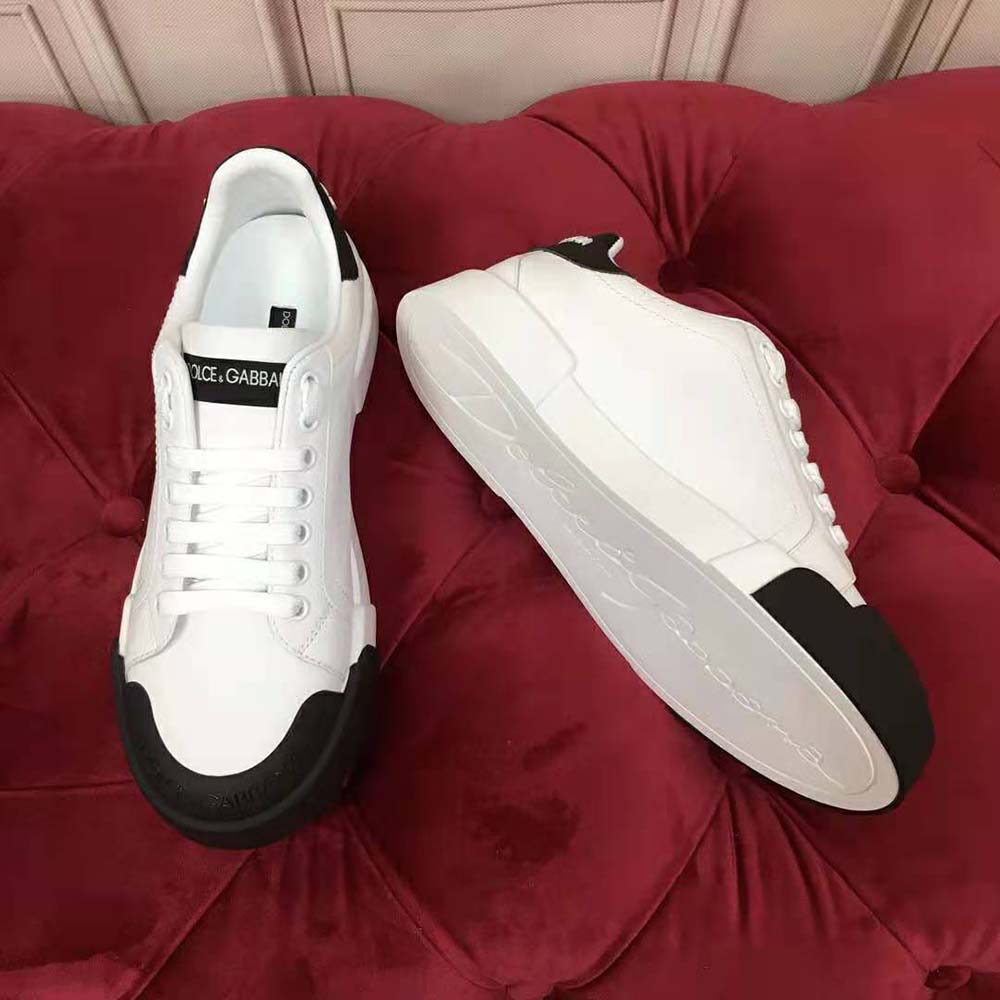 Overhead view showing laces and D&G logo hardware on Portofino Sneakers