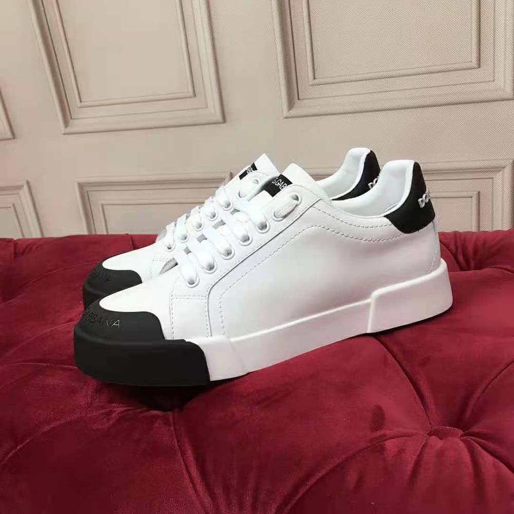 Dolce Gabbana D&G Women Portofino Sneakers in Nappa Leather and Rubber Toe-Cap-Black - image 5