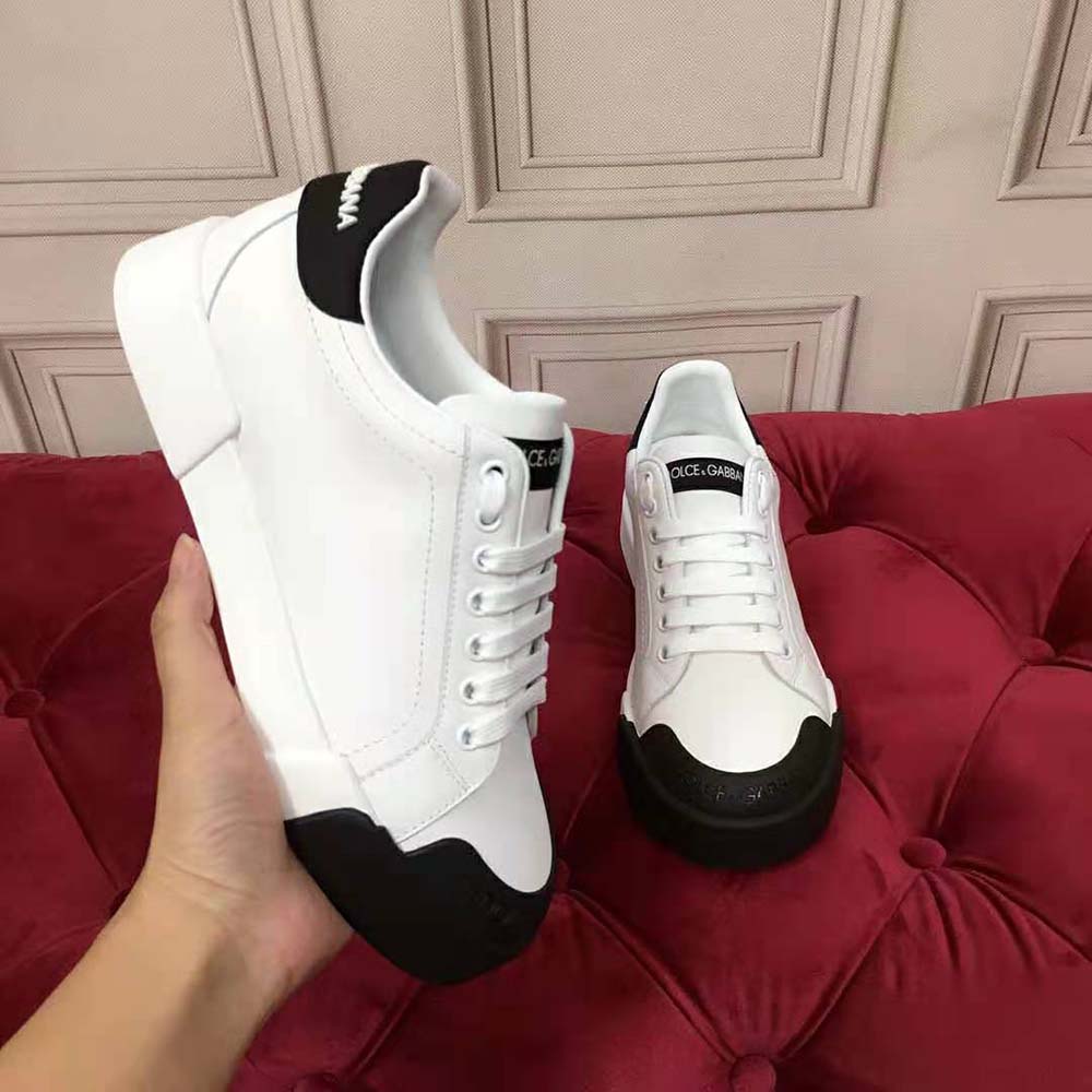 Dolce Gabbana D&G Women Portofino Sneakers in Nappa Leather and Rubber Toe-Cap-Black - image 6