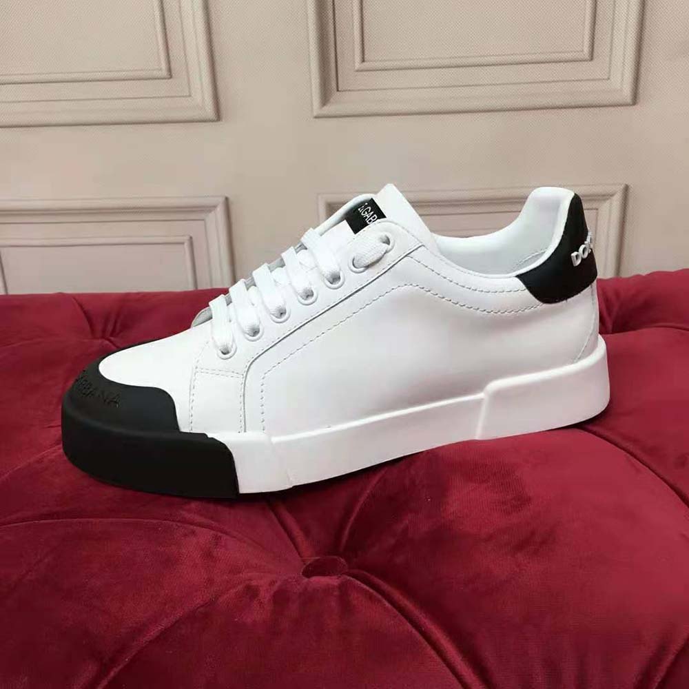 Dolce Gabbana D&G Women Portofino Sneakers in Nappa Leather and Rubber Toe-Cap-Black - image 10