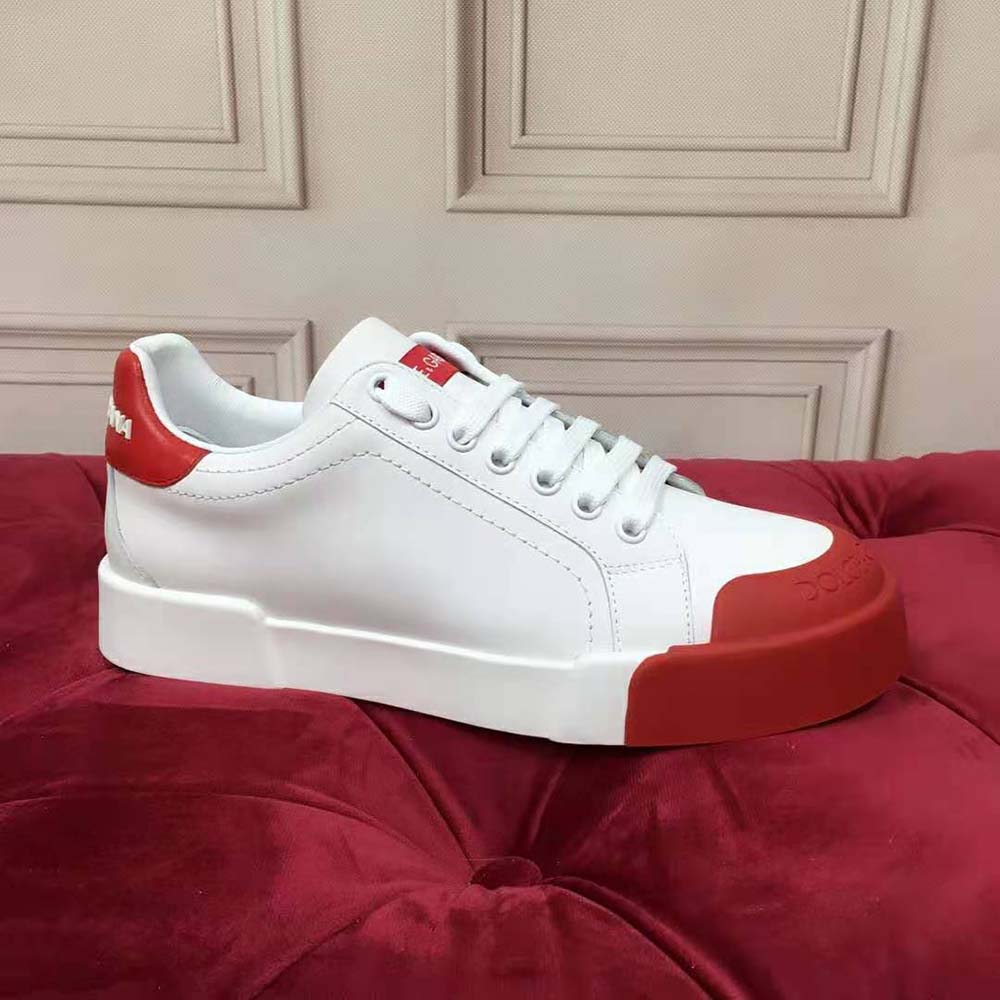 Dolce Gabbana D&G Women Portofino Sneakers in Nappa Leather and Rubber Toe-Cap-Red - image 9