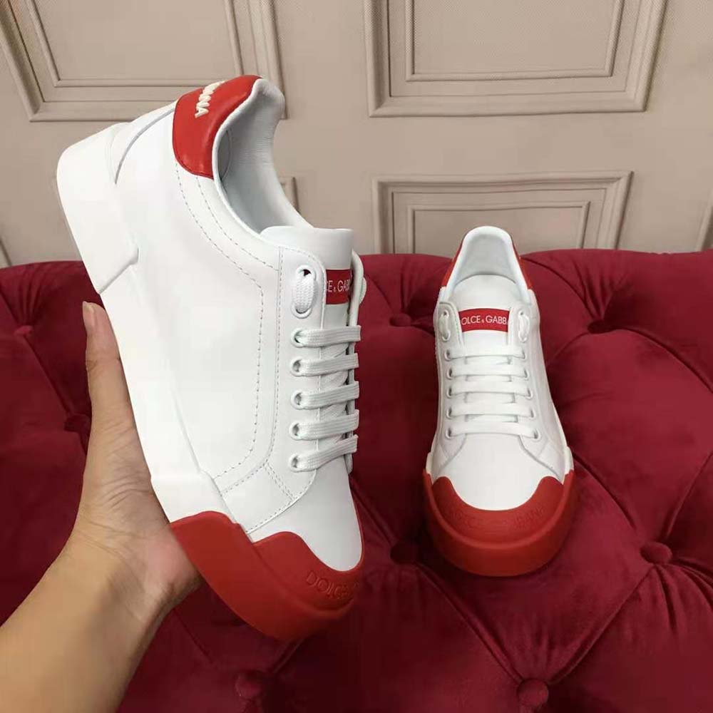 Top view showing laces and sleek silhouette of Dolce Gabbana Portofino Sneakers
