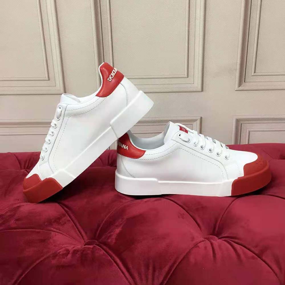 Dolce Gabbana D&G Women Portofino Sneakers in Nappa Leather and Rubber Toe-Cap-Red - image 4