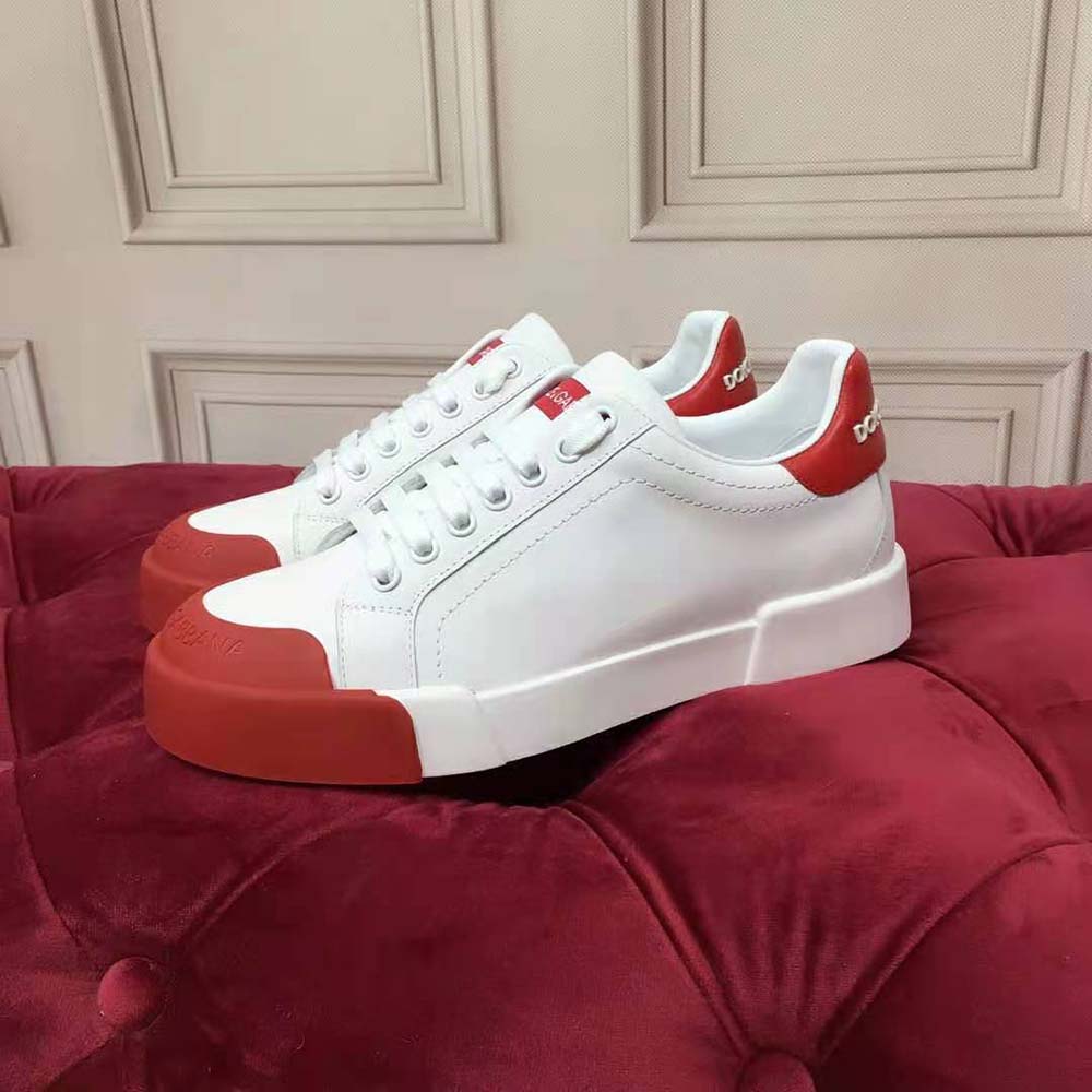 Dolce Gabbana D&G Women Portofino Sneakers in Nappa Leather and Rubber Toe-Cap-Red - image 5