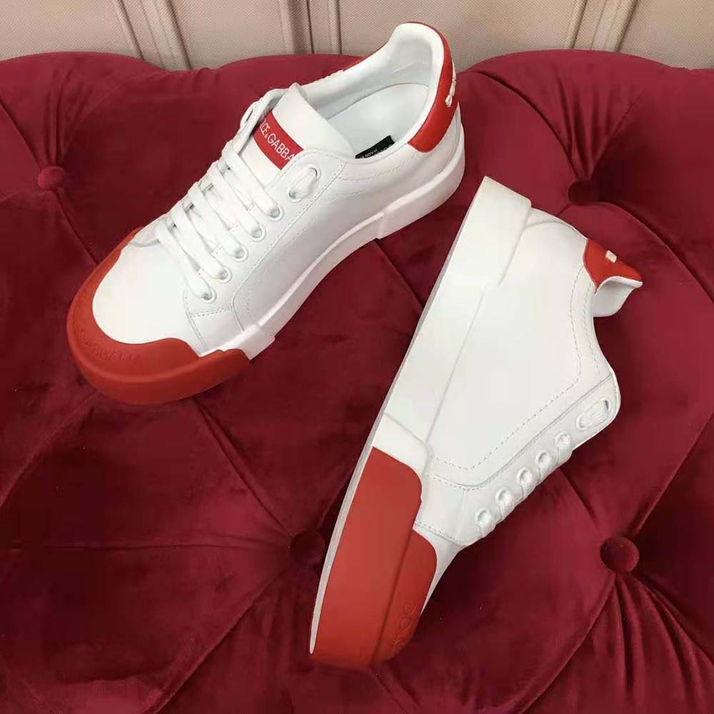 Dolce Gabbana D&G Women Portofino Sneakers in Nappa Leather and Rubber Toe-Cap-Red - image 6