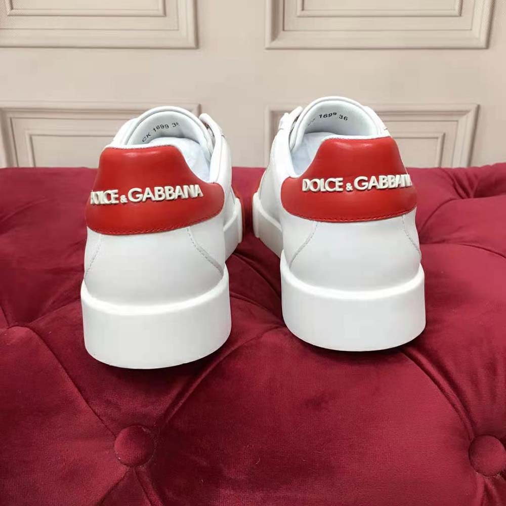 Dolce Gabbana D&G Women Portofino Sneakers in Nappa Leather and Rubber Toe-Cap-Red - image 8