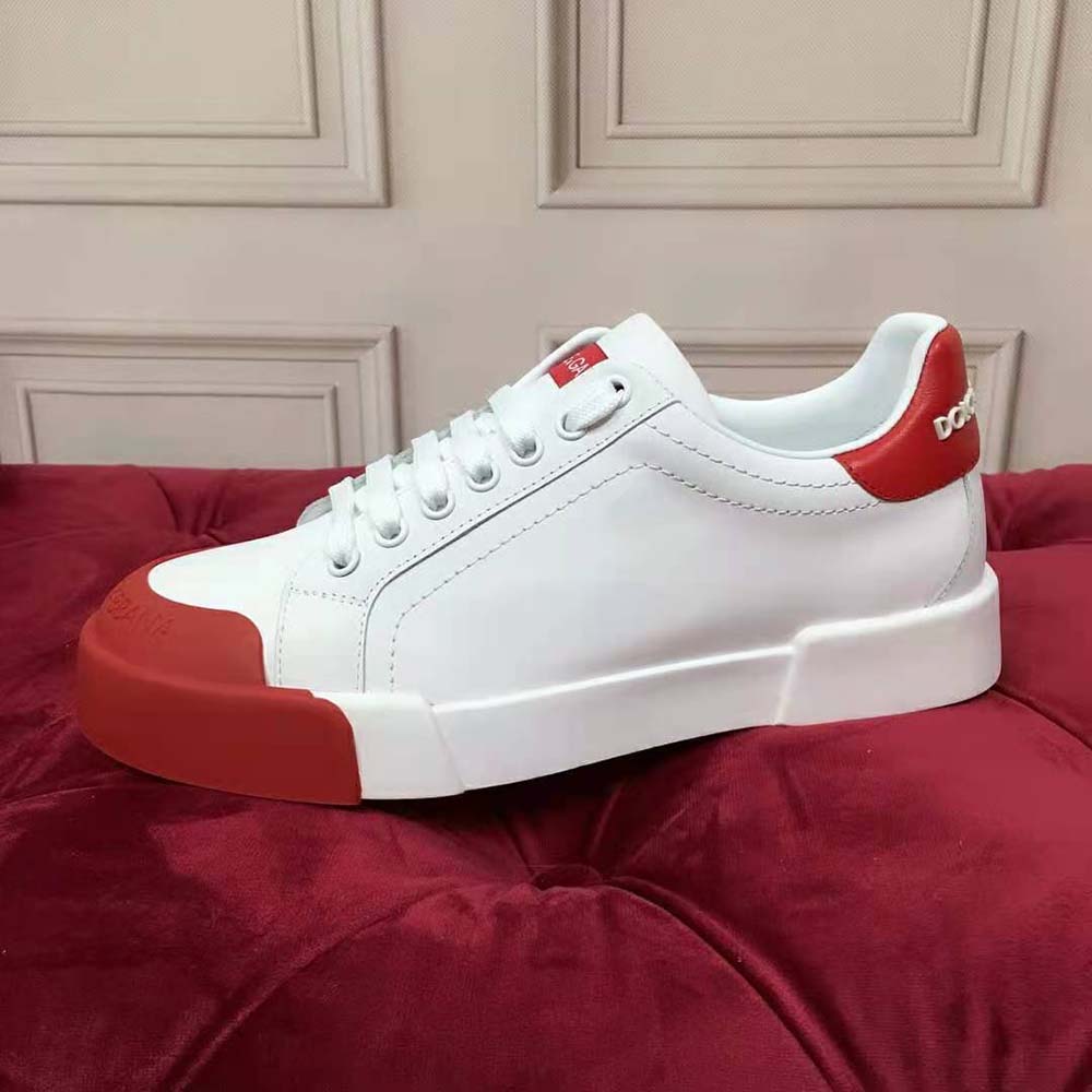 Dolce Gabbana D&G Women Portofino Sneakers in Nappa Leather and Rubber Toe-Cap-Red - image 10