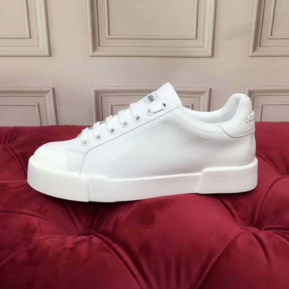 Dolce Gabbana D&G Women Portofino Sneakers in Nappa Leather and Rubber Toe-Cap-White - image 9