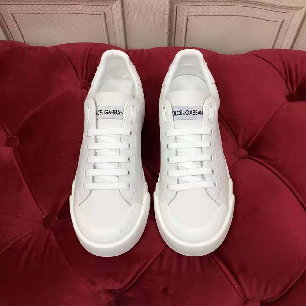 Top angle showing interior and logo detail on Dolce Gabbana D&G Women Portofino Sneakers