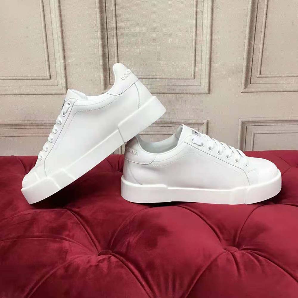 Dolce Gabbana D&G Women Portofino Sneakers in Nappa Leather and Rubber Toe-Cap-White - image 5
