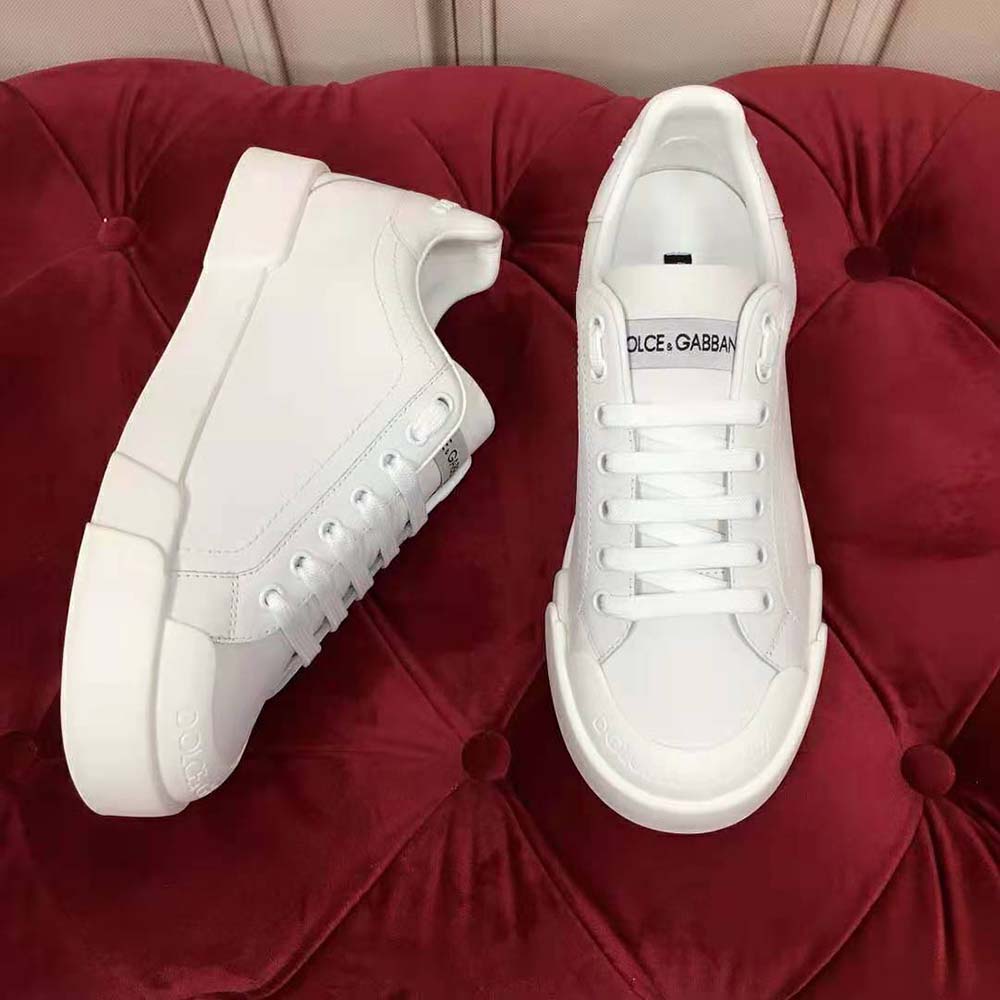 Dolce Gabbana D&G Women Portofino Sneakers in Nappa Leather and Rubber Toe-Cap-White - image 4