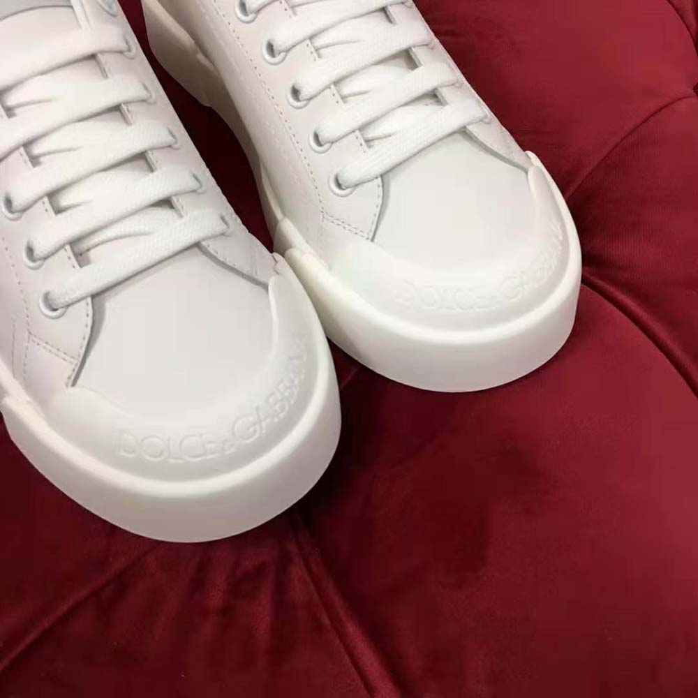Dolce Gabbana D&G Women Portofino Sneakers in Nappa Leather and Rubber Toe-Cap-White - image 7