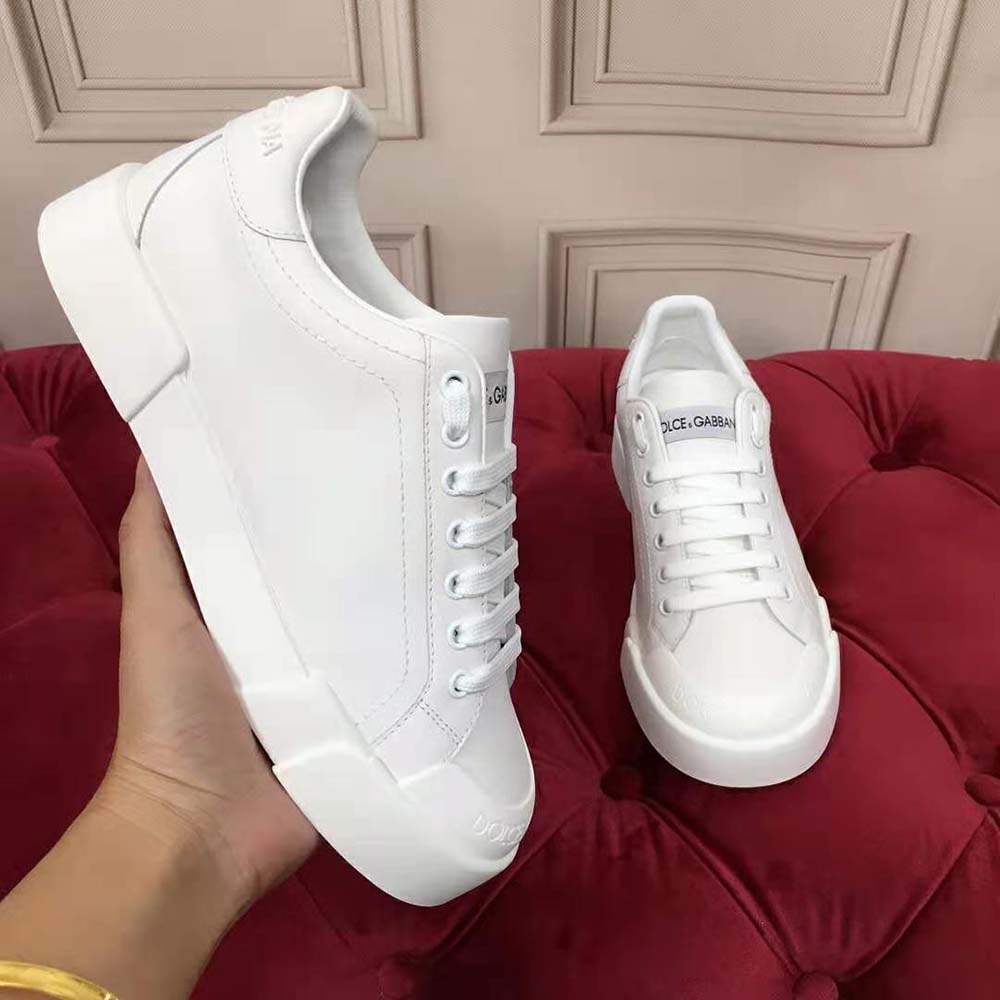 Dolce Gabbana D&G Women Portofino Sneakers in Nappa Leather and Rubber Toe-Cap-White - image 6