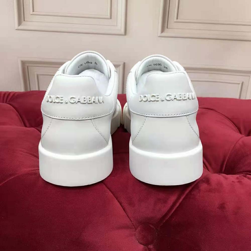 Dolce Gabbana D&G Women Portofino Sneakers in Nappa Leather and Rubber Toe-Cap-White - image 8