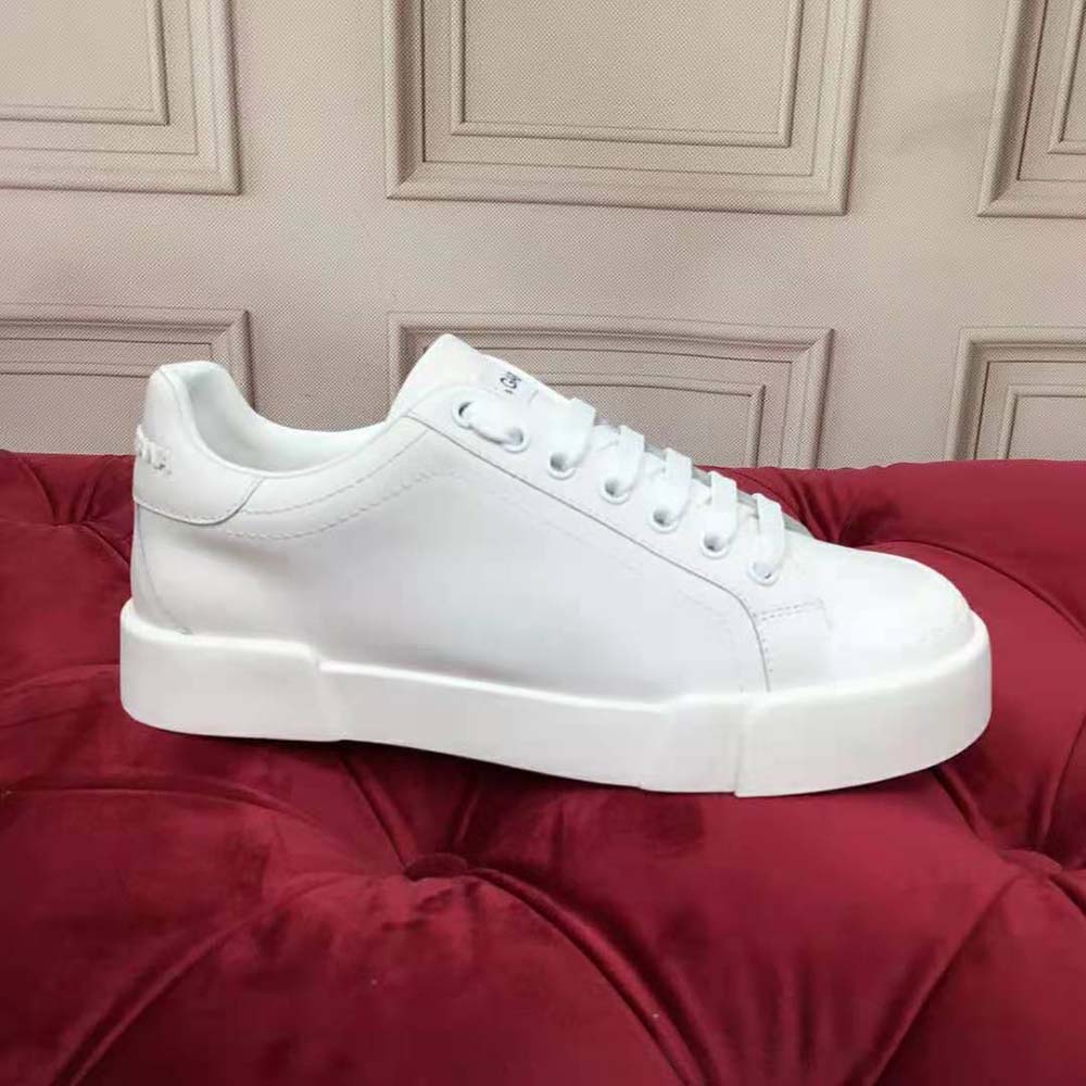 Dolce Gabbana D&G Women Portofino Sneakers in Nappa Leather and Rubber Toe-Cap-White - image 10