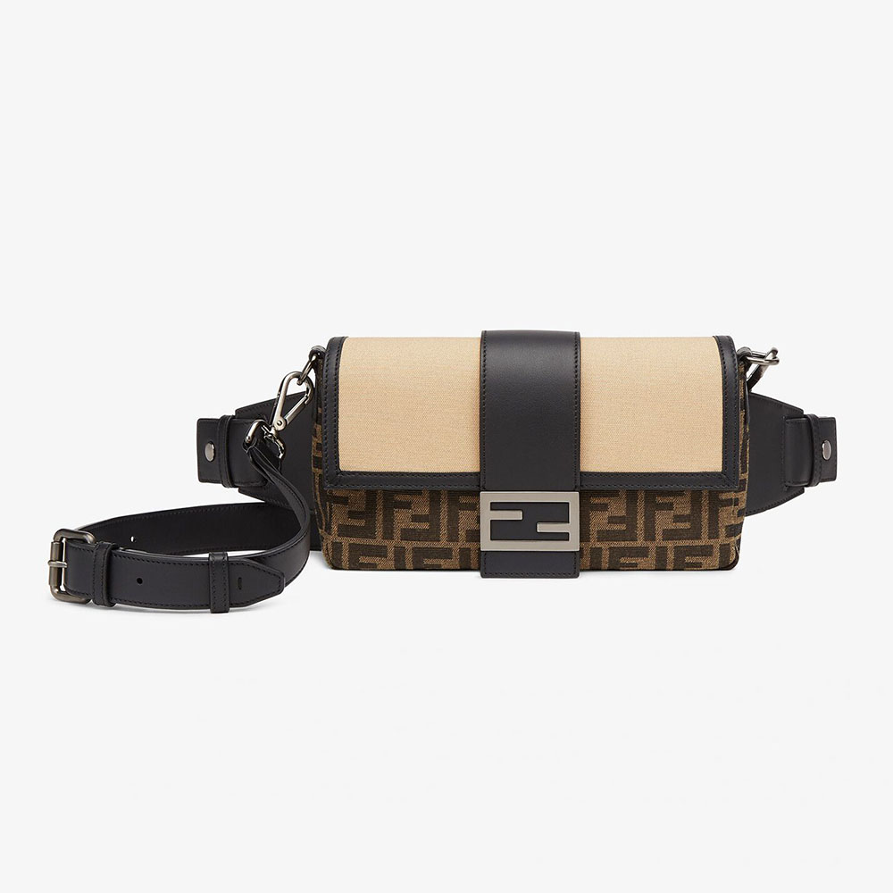 Fendi Men Baguette Brown Fabric Bag-Black - image 1