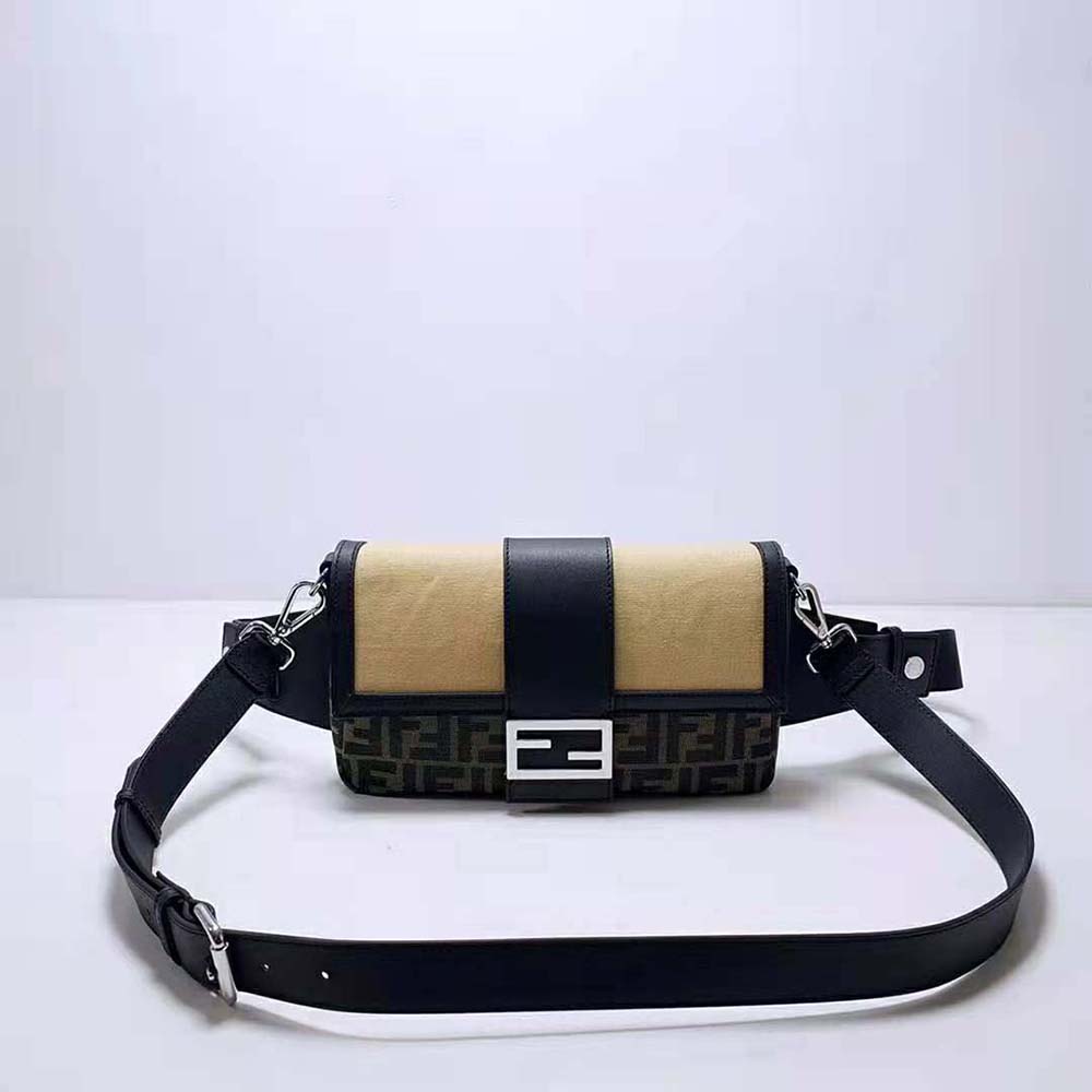 Fendi Men Baguette Brown Fabric Bag-Black - image 2