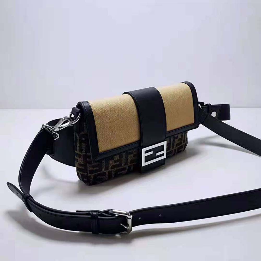 Fendi Men Baguette Brown Fabric Bag-Black - image 3