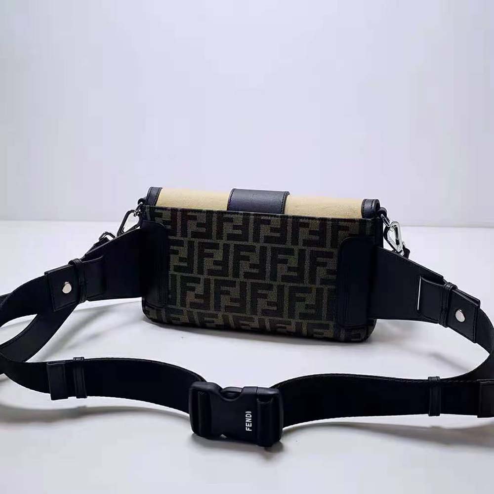 Fendi Men Baguette Brown Fabric Bag-Black - image 4