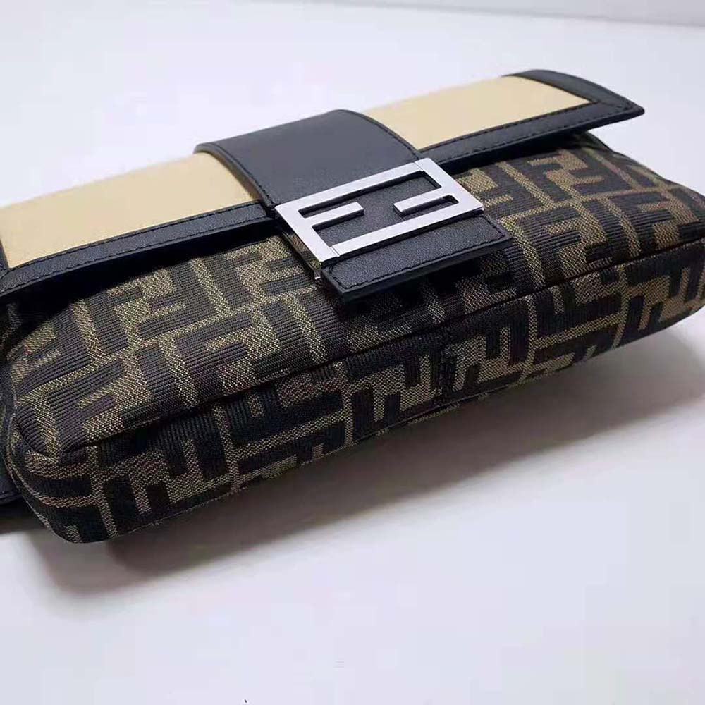 Fendi Men Baguette Brown Fabric Bag-Black - image 5