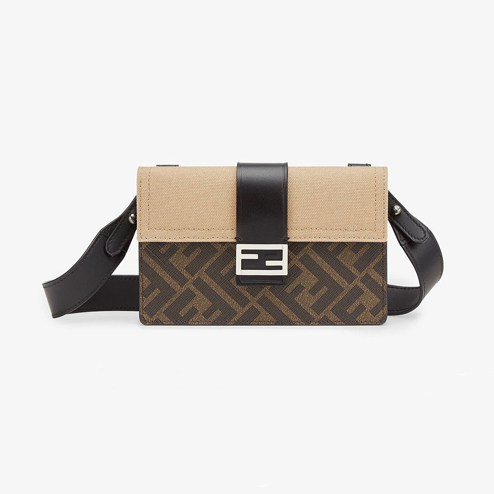 Fendi Men Baguette Pouch Brown Fabric Bag-Beige - image 1