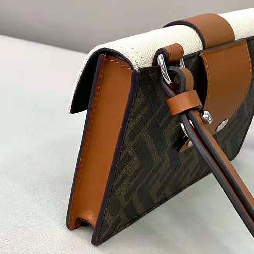 Fendi Men Baguette Pouch Brown Fabric Bag-Brown - image 4