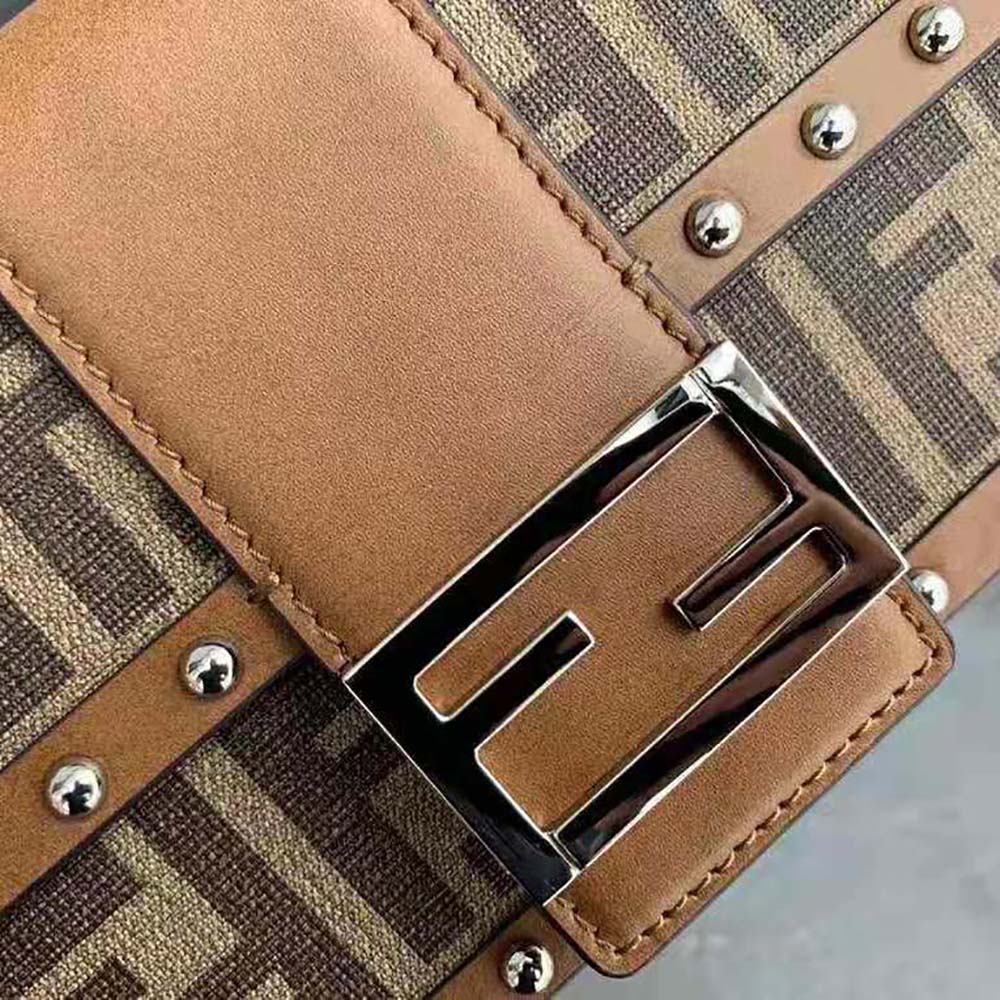 Fendi Men Baguette Trunk Mini Brown Fabric Bag - image 9