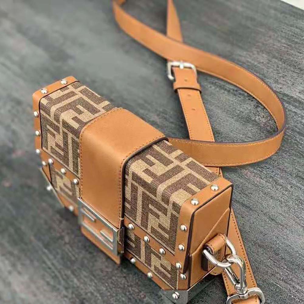 Fendi Men Baguette Trunk Mini Brown Fabric Bag - image 4
