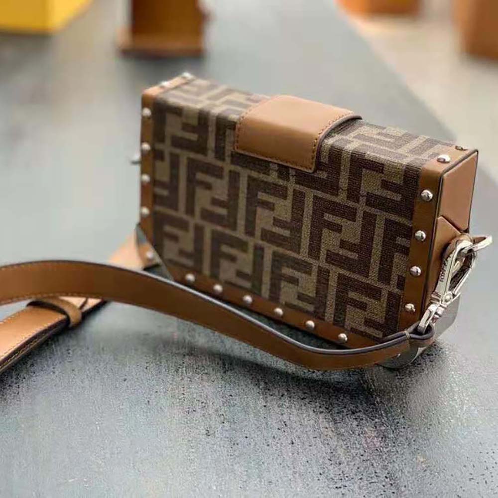 Fendi Men Baguette Trunk Mini Brown Fabric Bag - image 5