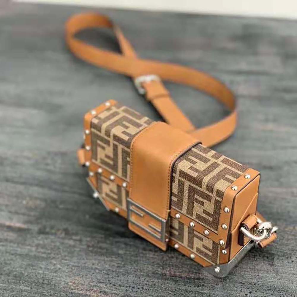 Fendi Men Baguette Trunk Mini Brown Fabric Bag - image 6